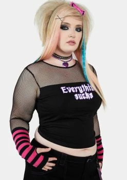 The Grave Girls Plus Virtual Escape Fishnet Top