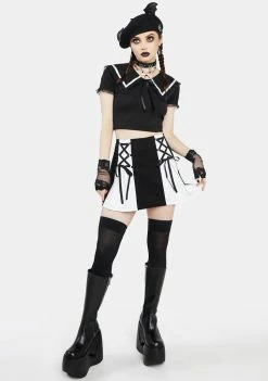 The Grave Girls Watch Your Battitude Pleated Skirt