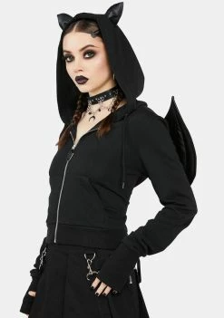 The Grave Girls Bat To Black Zip-Up Hoodie
