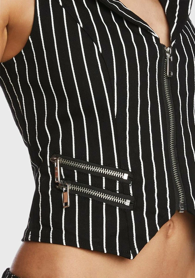 Best Pirce ๐ The Grave ๐ง Girls Outerwear Deadly Souls Pinstripe Vest ๐ 4 The Grave Girls Outerwear Deadly Souls Pinstripe Vest