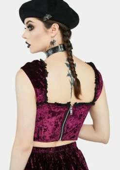 The Grave Girls Batty For You Velvet Top Corset Top