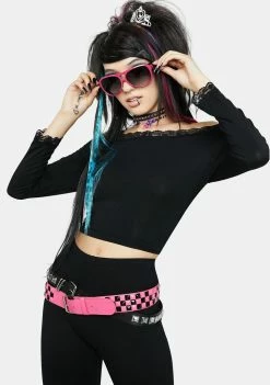 The Grave Girls Tops Line In A Song Crop Top