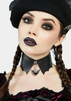 Brand new โค๏ธ The Grave ๐ง Girls Vegan Leather Choker Creature Of The Night Collared Choker ๐ 7 The Grave Girls Vegan Leather Choker Creature Of The Night Collared Choker