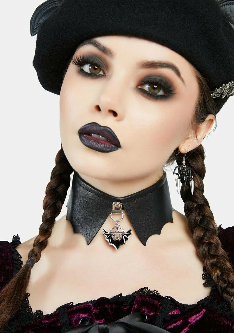 Brand new โค๏ธ The Grave ๐ง Girls Vegan Leather Choker Creature Of The Night Collared Choker ๐ 5 The Grave Girls Vegan Leather Choker Creature Of The Night Collared Choker