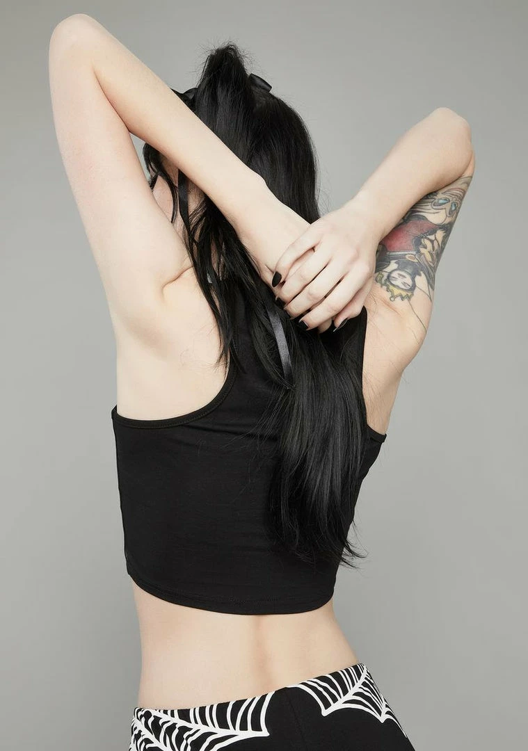 Buy 👏 The Grave 👧 Girls Web Of Secrets Sports Bra Top Tops 🥰 6 The Grave Girls Web Of Secrets Sports Bra Top Tops