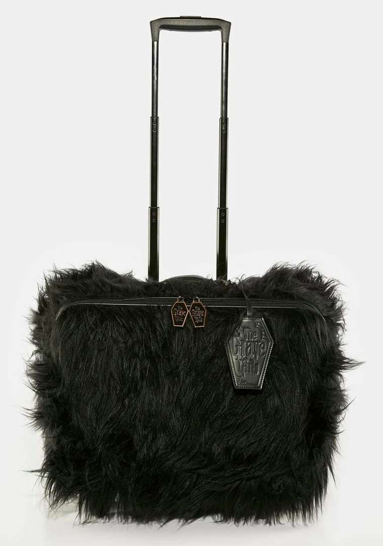 Outlet โ๏ธ The Grave ๐ง Girls Cats Out Of The Bag Fuzzy Suitcase โค๏ธ 4 The Grave Girls Cats Out Of The Bag Fuzzy Suitcase