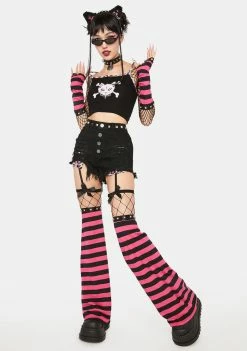 The Grave Girls Graphic Tank Tops Don't Cross Meow Crop Top