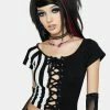 The Grave Girls Dark Drop A Heart Two Tone Top Lace-Up Crop Top