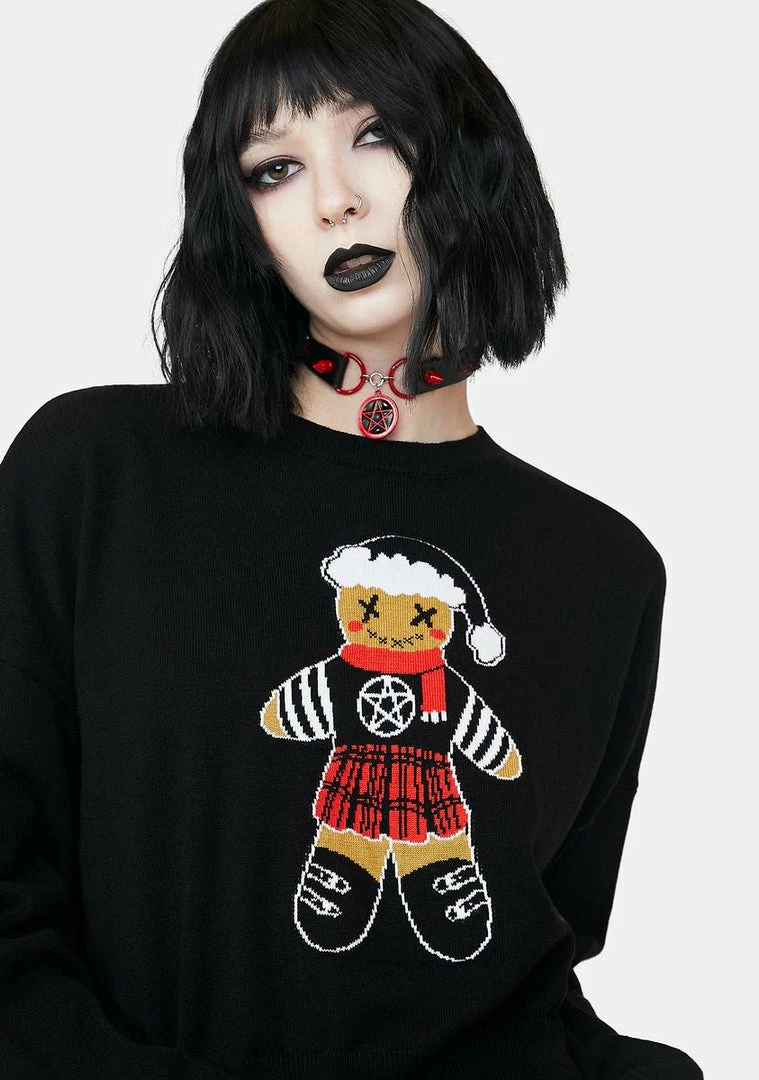 Best Sale ๐ฅ The Grave ๐ง Girls Gingergoth Man Knit Sweater ๐ 3 The Grave Girls Gingergoth Man Knit Sweater