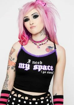 The Grave Girls Need Space Lace Cami Graphic Tank Tops