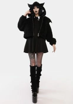Wholesale ⭐ The Grave 👧 Girls Wings Of Doom Teddy Jacket Outerwear 🥰 9 The Grave Girls Wings Of Doom Teddy Jacket Outerwear