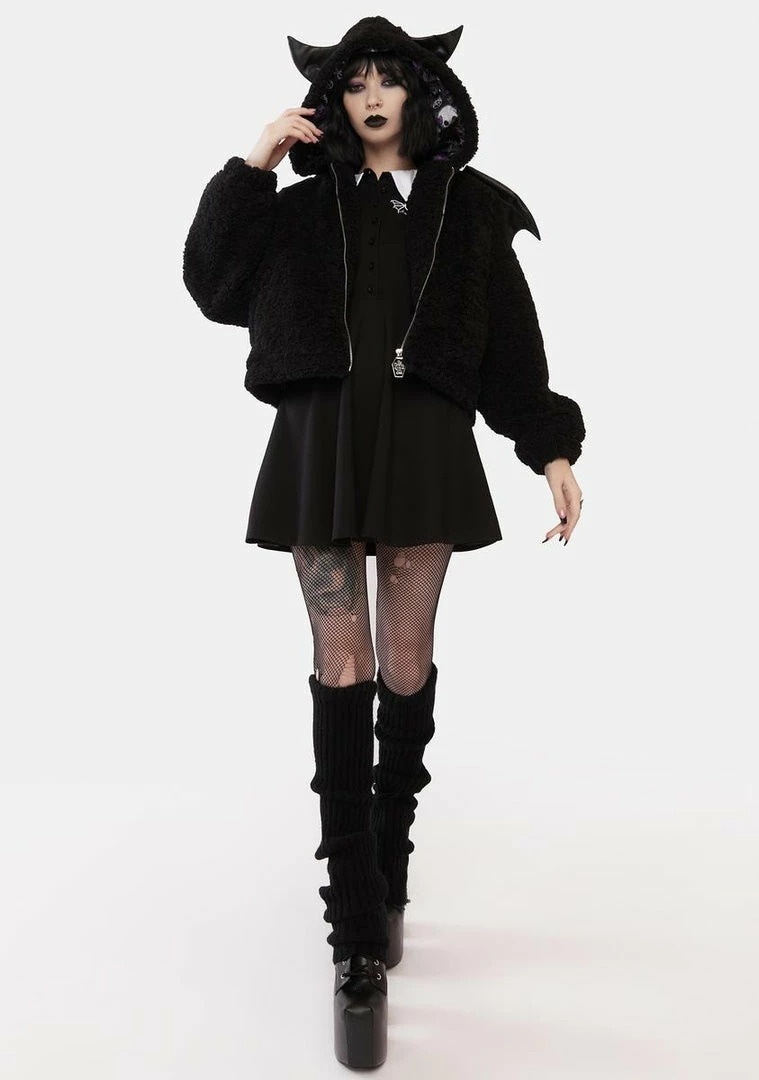 Wholesale ⭐ The Grave 👧 Girls Wings Of Doom Teddy Jacket Outerwear 🥰 5 The Grave Girls Wings Of Doom Teddy Jacket Outerwear