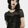 Buy 🌟 The Grave 👧 Girls Tops Cemetery Gates Lace Up Crop Top ✨ 1 The Grave Girls Tops Cemetery Gates Lace Up Crop Top
