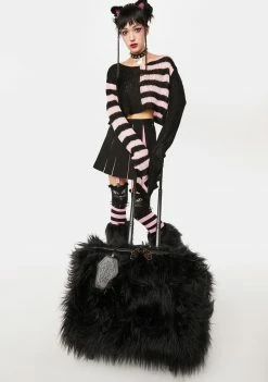 Outlet โ๏ธ The Grave ๐ง Girls Cats Out Of The Bag Fuzzy Suitcase โค๏ธ 10 The Grave Girls Cats Out Of The Bag Fuzzy Suitcase