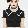 The Grave Girls Crop Tee Too Clingy Collared Crop Top