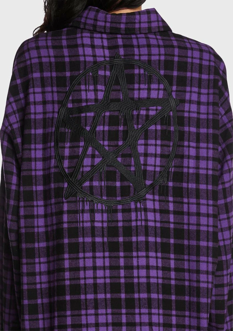 Flash Sale 🔔 The Grave 👧 Girls Cult Details Plaid 👕 Shirt 🌟 4 The Grave Girls Cult Details Plaid Shirt
