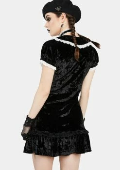 The Grave Girls For Life Velvet Mini Dress Babydoll Dresses