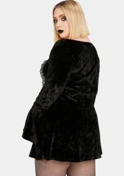 Best deal ๐ The Grave ๐ง Girls Little Black ๐ Dresses Plus Mourning The Light Velvet ๐ Dress โค๏ธ 9 The Grave Girls Little Black Dresses Plus Mourning The Light Velvet Dress