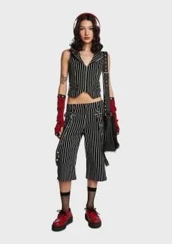 The Grave Girls Bottoms Deadly Souls Pinstripe Shorts