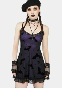 The Grave Girls Slip Dress Bat Vibes Only Mini Dress
