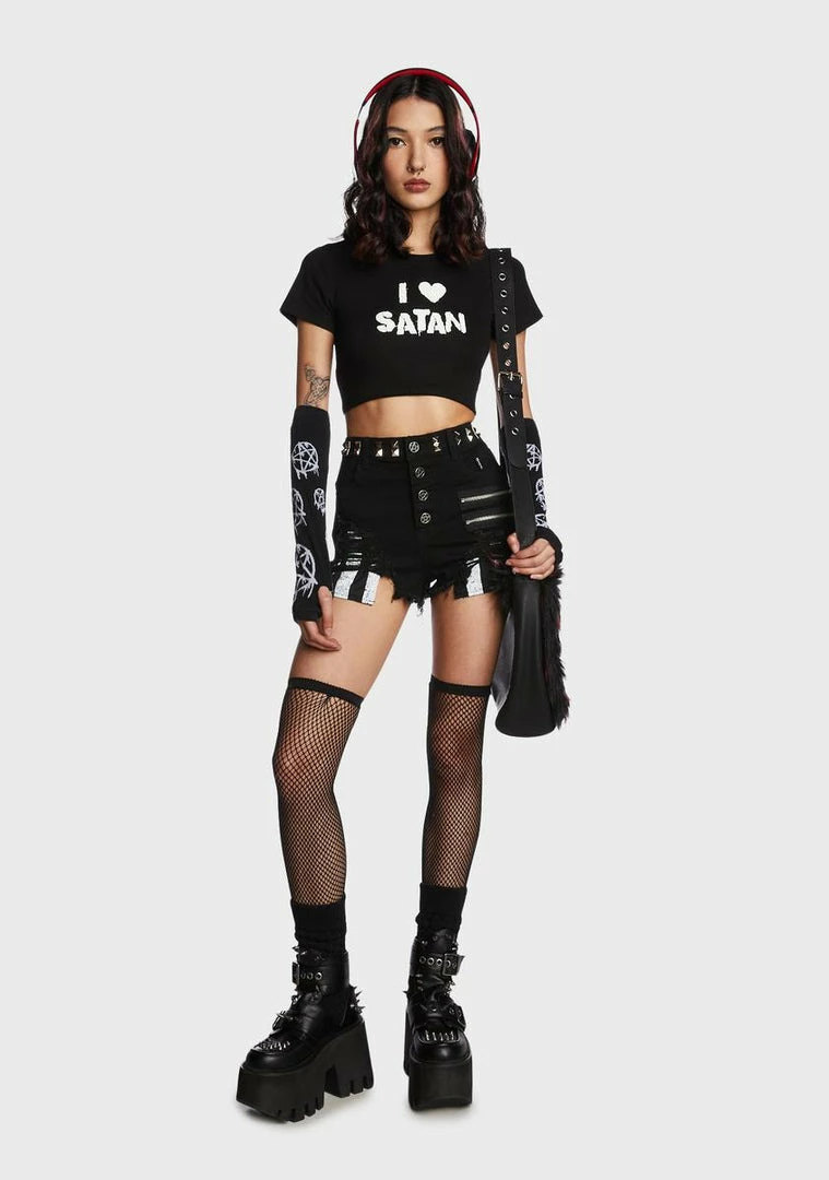 Flash Sale 🤩 The Grave 👧 Girls The Dead Instead Distressed Shorts 👏 7 The Grave Girls The Dead Instead Distressed Shorts
