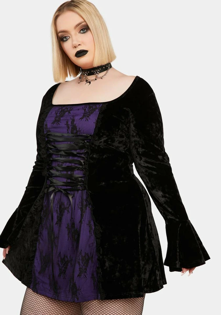 Best deal ๐ The Grave ๐ง Girls Little Black ๐ Dresses Plus Mourning The Light Velvet ๐ Dress โค๏ธ 4 The Grave Girls Little Black Dresses Plus Mourning The Light Velvet Dress