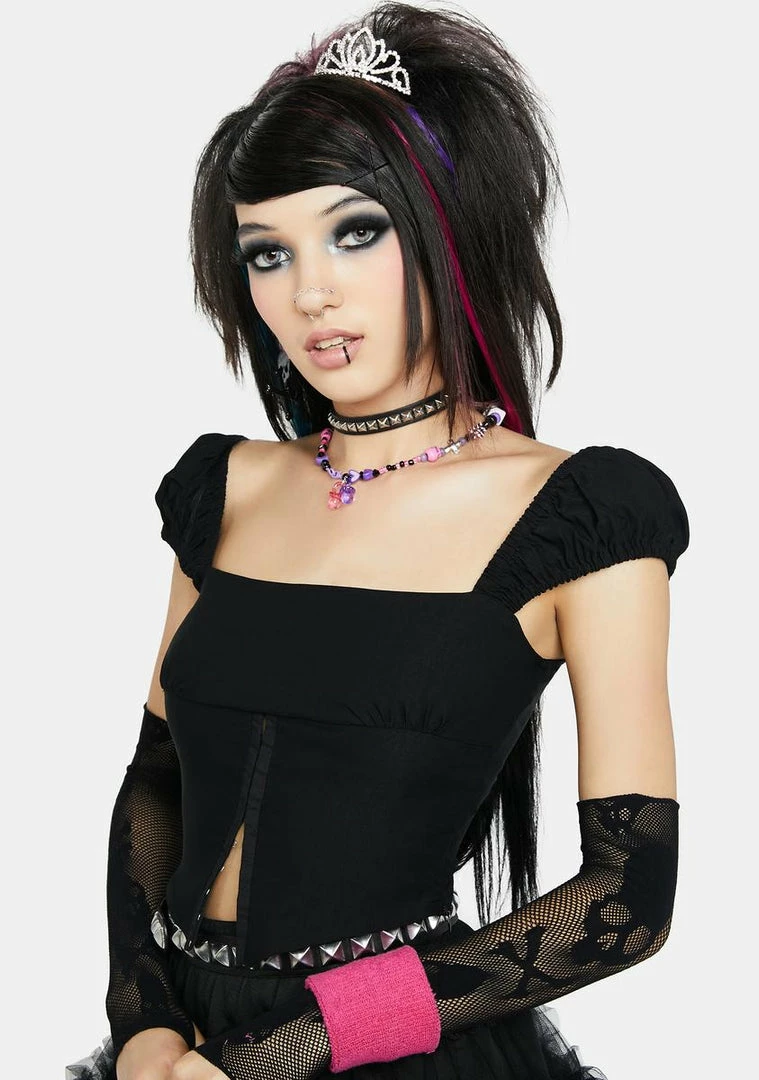 Best Pirce ⭐ The Grave 👧 Girls Away Message Corset Top 😍 4 The Grave Girls Away Message Corset Top