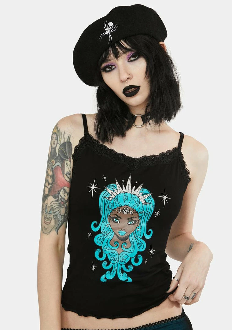Best deal 🎁 The Grave 👧 Girls Pixie Charms Graphic Cami Top Graphic Tank Tops 🌟 3 The Grave Girls Pixie Charms Graphic Cami Top Graphic Tank Tops