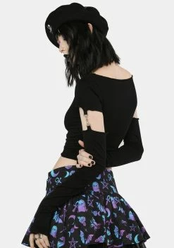 The Grave Girls Dark Mood Convertible Sleeve Top Long Sleeve Crop Top