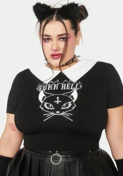 The Grave Girls Plus Purr Hell Crop Top