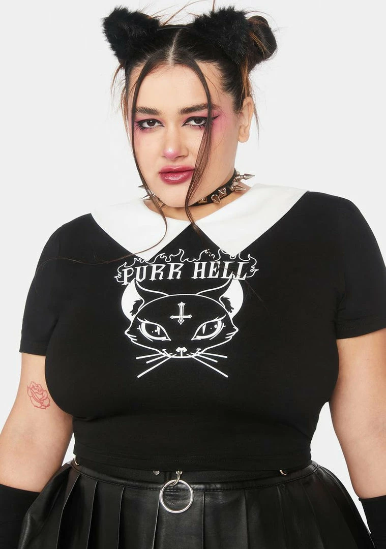 Best reviews of ✔️ The Grave 👧 Girls Plus Purr Hell Crop Top 💯 3 The Grave Girls Plus Purr Hell Crop Top