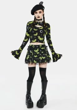 The Grave Girls Graphic Crop Top Nocturnal Behavior Shrug Set